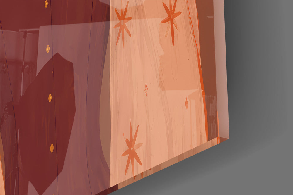 Close-up detail of the starry puff sleeves and knotted bandanas on the glass surface
