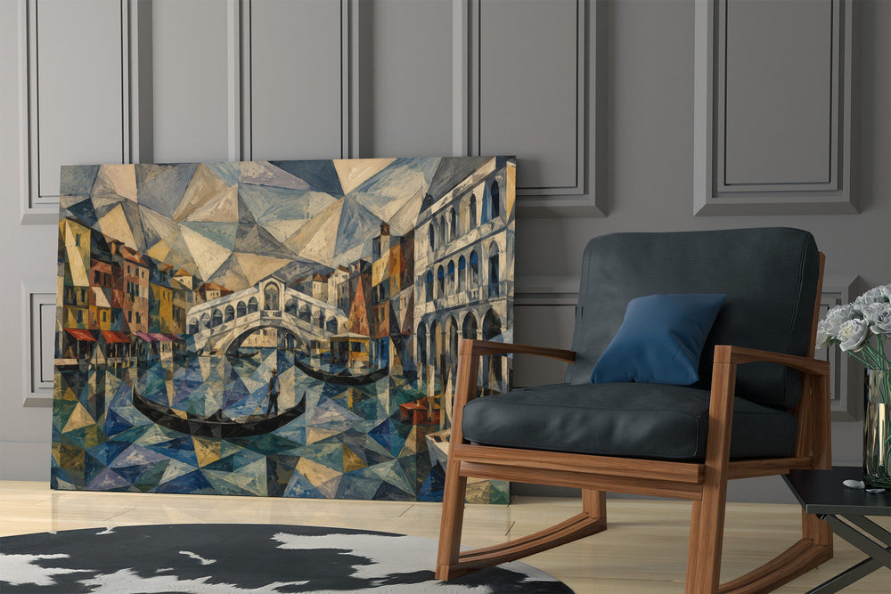 Venice Grand Canal glass wall art hanging as a focal point in a modern room