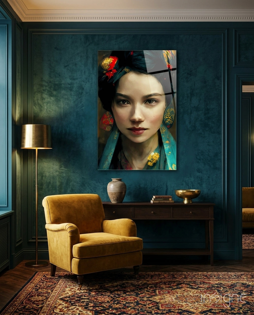 Virtual Beauty Glass Wall Art || Designers Collection - Lifestyle preview in a designer interior