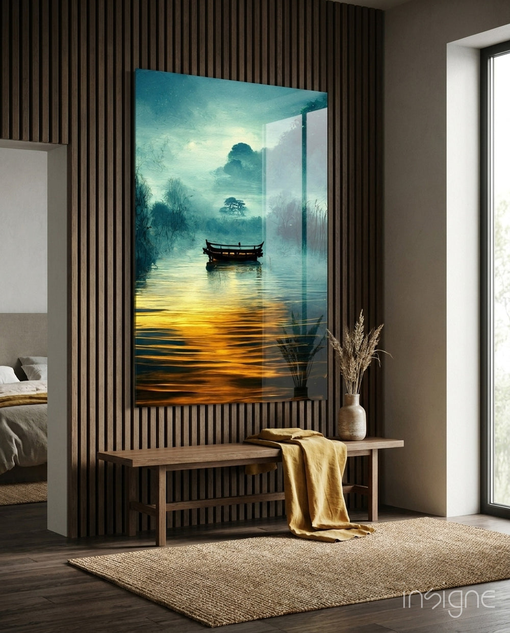 Silence Glass Wall Art || Designer Collection - Lifestyle preview in a designer interior