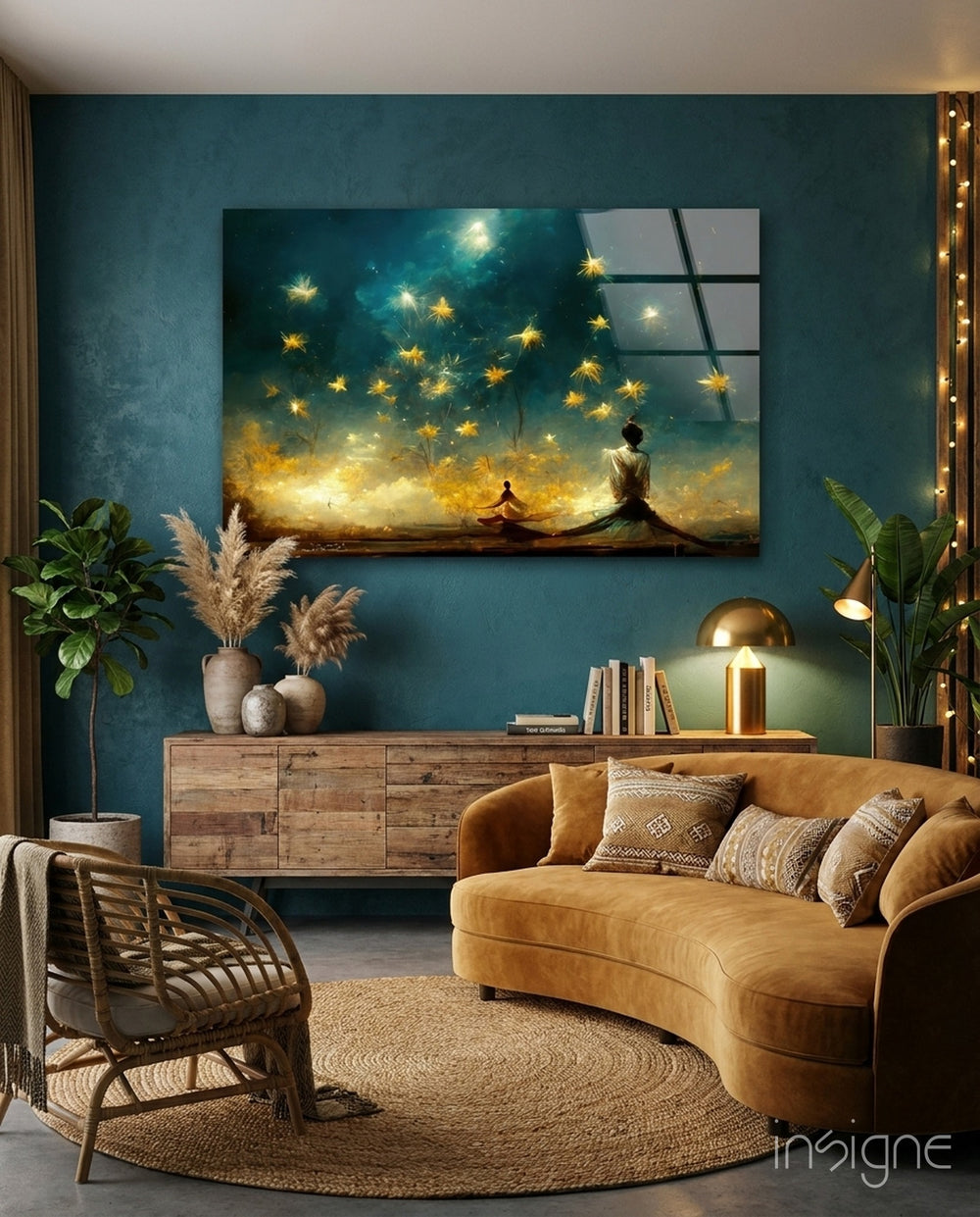 Mysticism Glass Wall Art || Designer Collection - Lifestyle preview in a designer interior