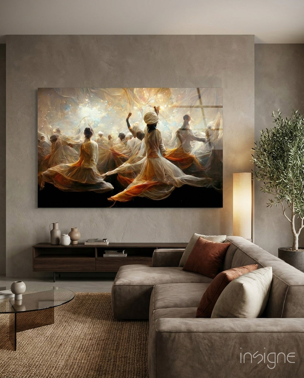 Mysticism Glass Wall Art || Designer Collection - Lifestyle preview in a designer interior