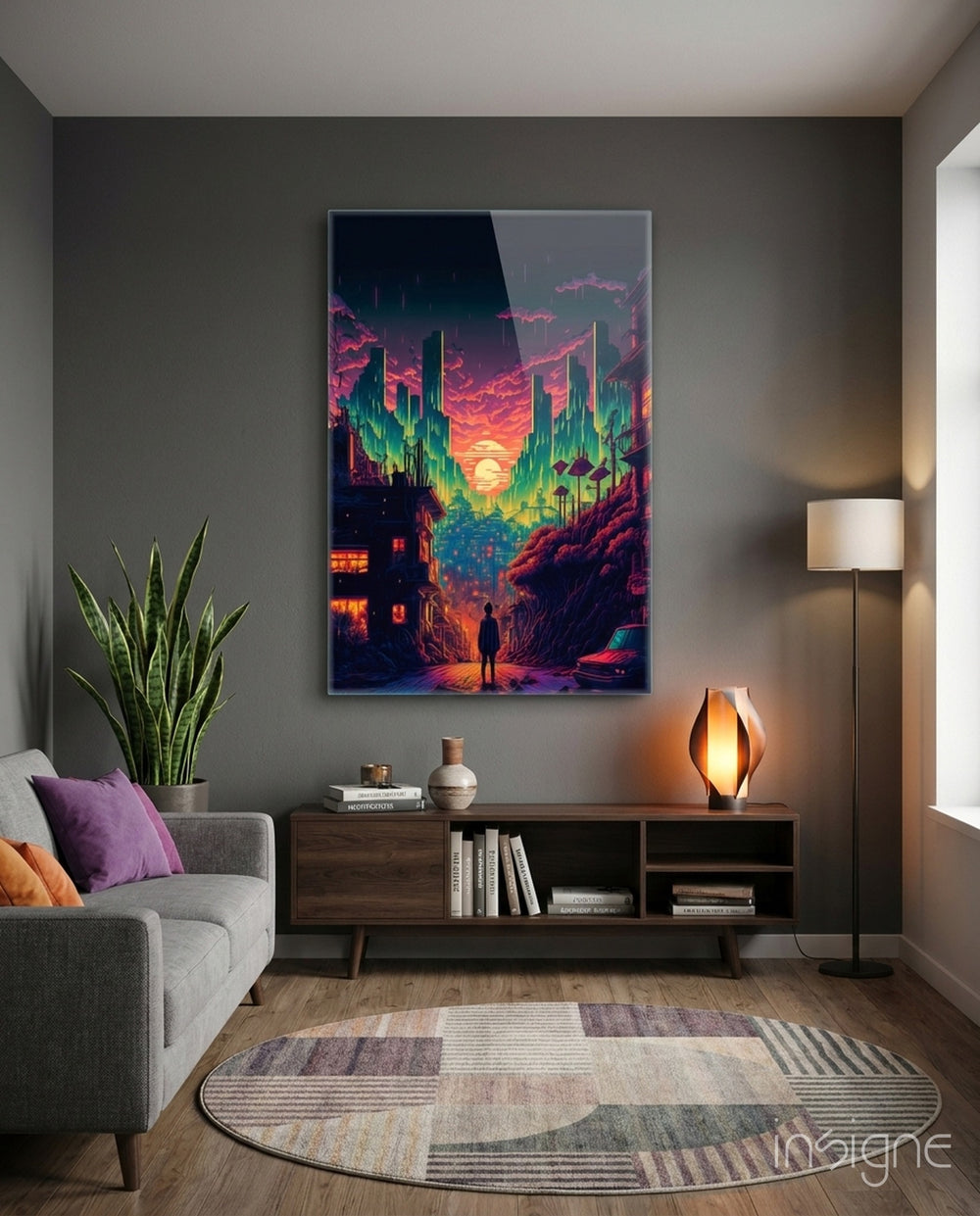 Walk to the New Life Glass Wall Art || Designers Collection - Lifestyle preview in a designer interior