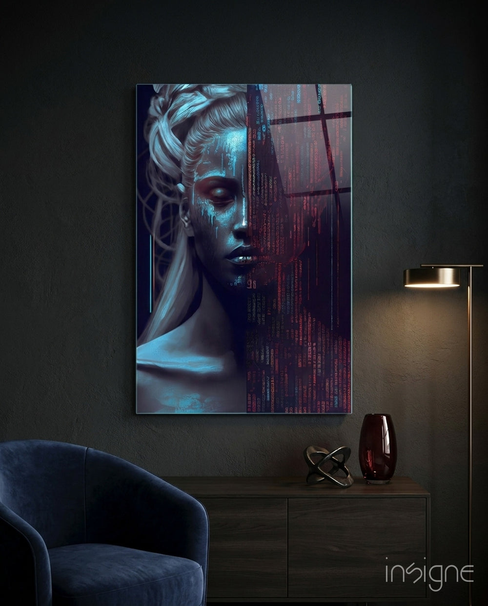 Human Software Glass Wall Art || Designer Collection - Lifestyle preview in a designer interior