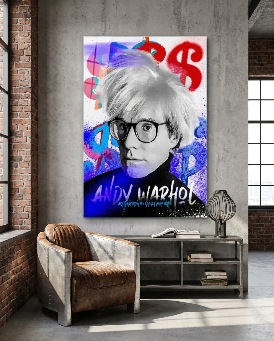 Pop Art Studio Portrait Glass Wall Art || Designer Collection