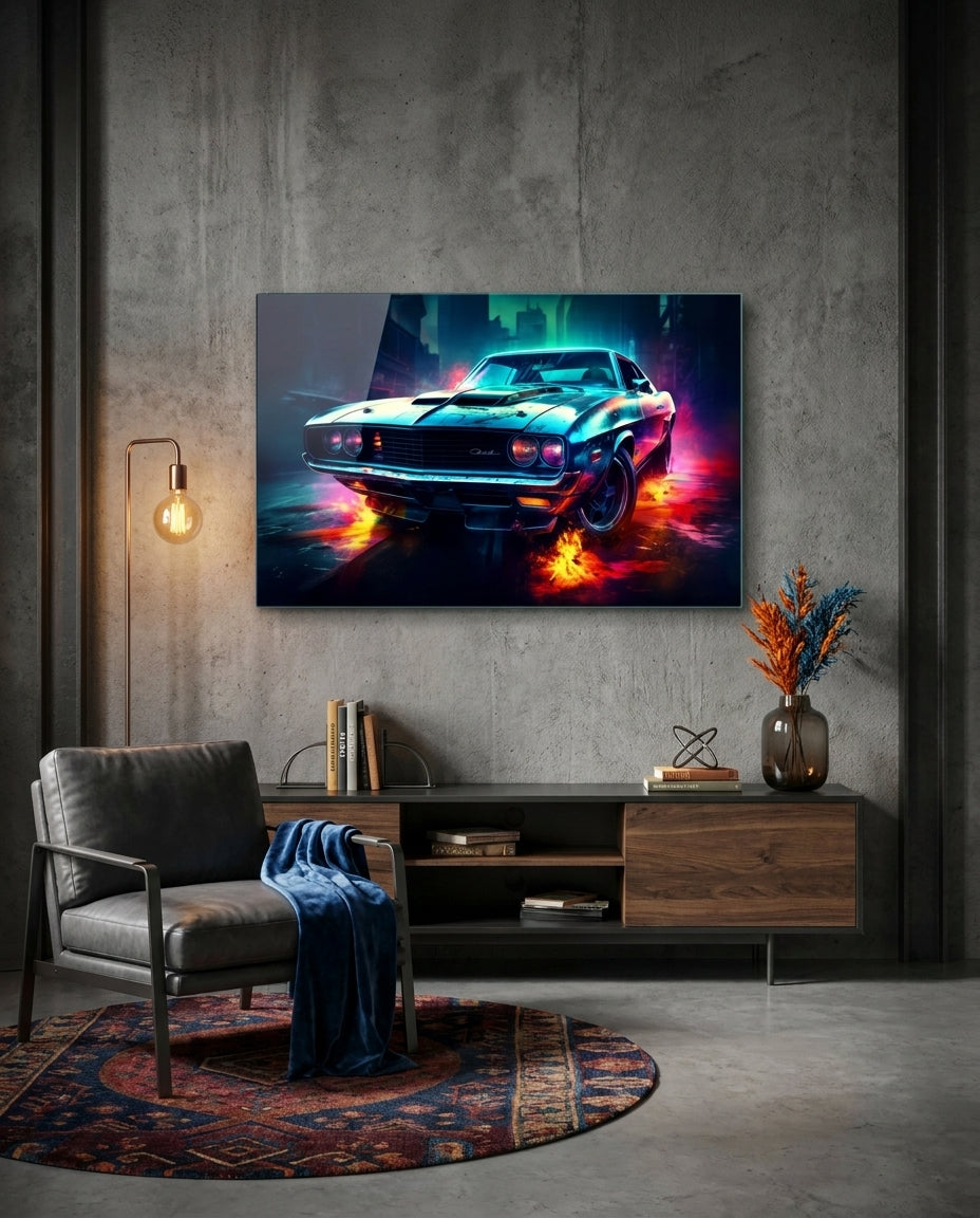 1970 American Muscle Car Glass Wall Art || Designer Collection