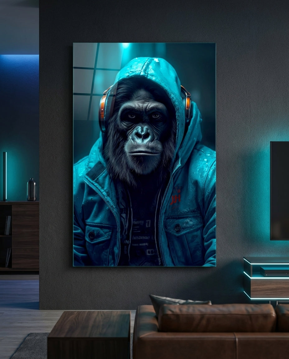 Music and the Ape Glass Wall Art || Designer Collection