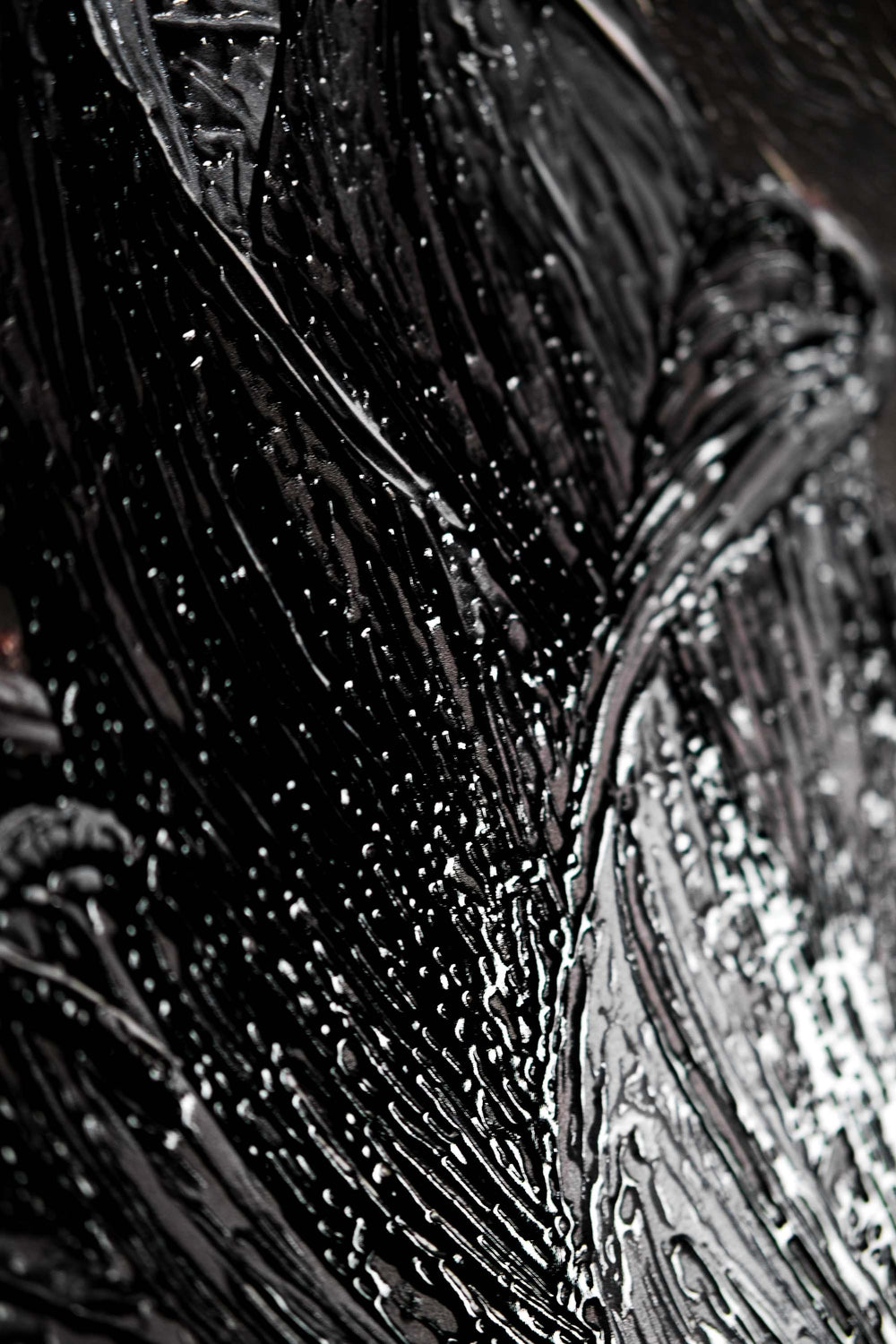 Noir Lilies & Gilded Shadows — 3D Haptic Embossed High-Gloss Luxury Wall Art
