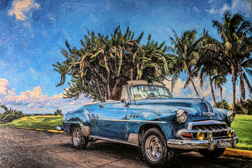 Azure Classic Cruise — 3D Haptic Embossed High-Gloss Luxury Wall Art