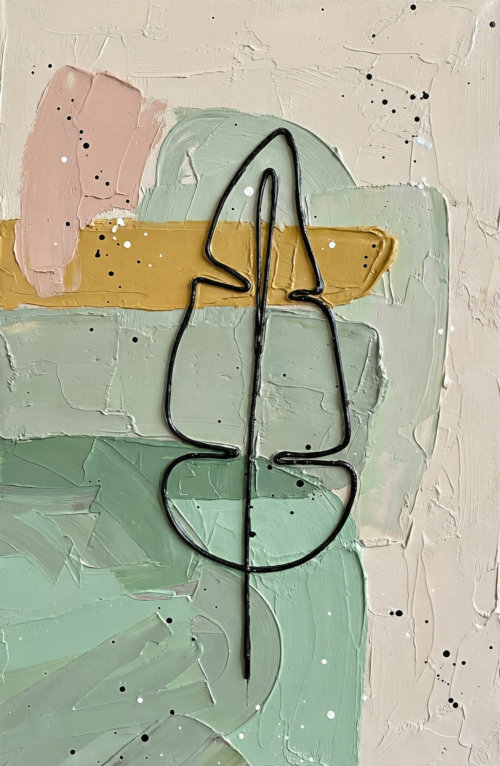 Follaje abstracto salvia y pétalo — Arte mural de lujo 3D háptico en relieve de alto brillo