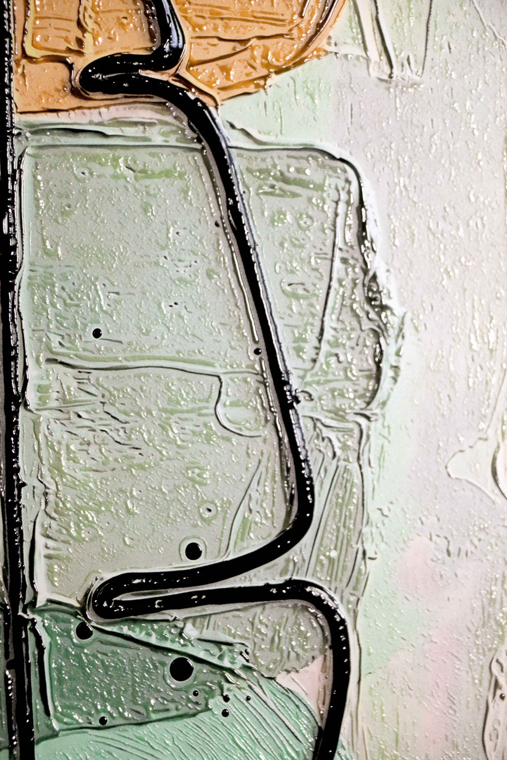 Follaje abstracto salvia y pétalo — Arte mural de lujo 3D háptico en relieve de alto brillo