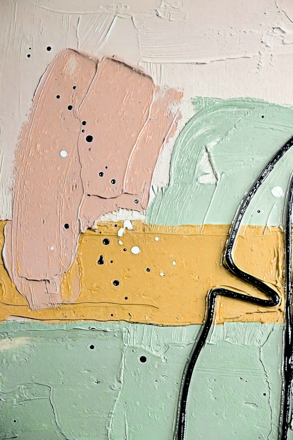 Follaje abstracto salvia y pétalo — Arte mural de lujo 3D háptico en relieve de alto brillo