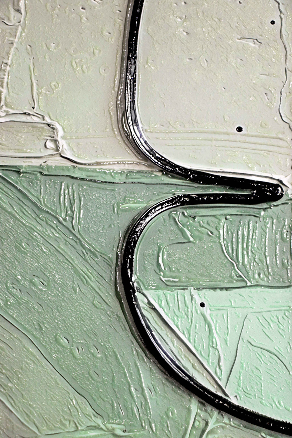 Follaje abstracto salvia y pétalo — Arte mural de lujo 3D háptico en relieve de alto brillo