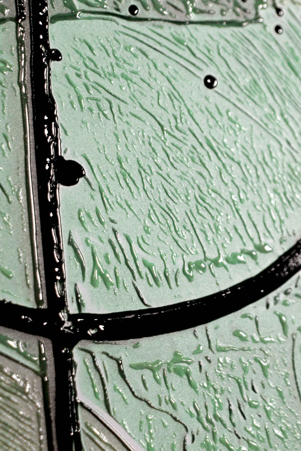 Follaje abstracto salvia y pétalo — Arte mural de lujo 3D háptico en relieve de alto brillo