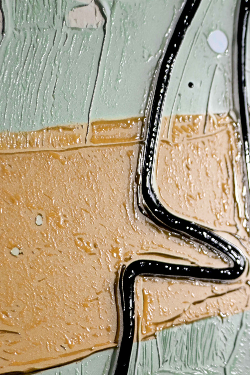 Follaje abstracto salvia y pétalo — Arte mural de lujo 3D háptico en relieve de alto brillo