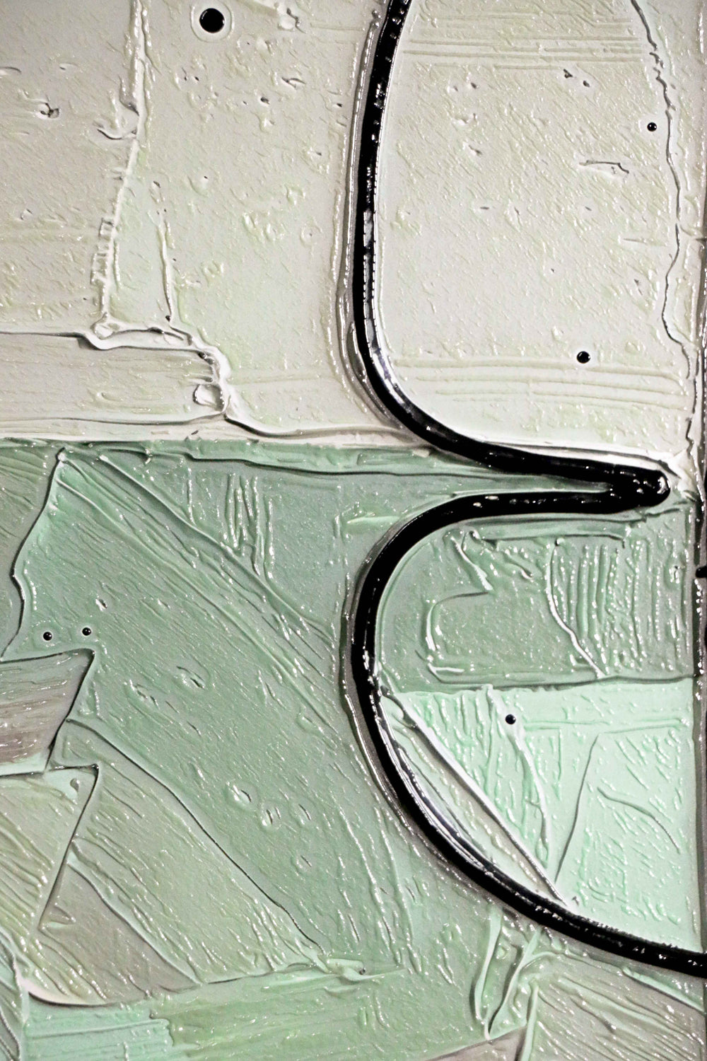 Follaje abstracto salvia y pétalo — Arte mural de lujo 3D háptico en relieve de alto brillo