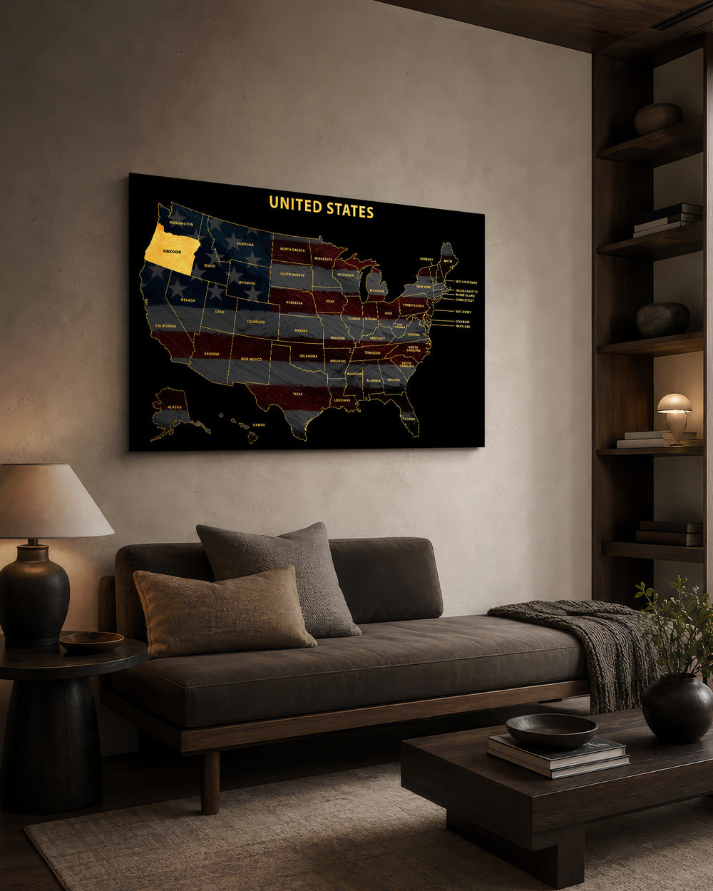 Oregon State Map - 3D Embossed Metal Wall Art