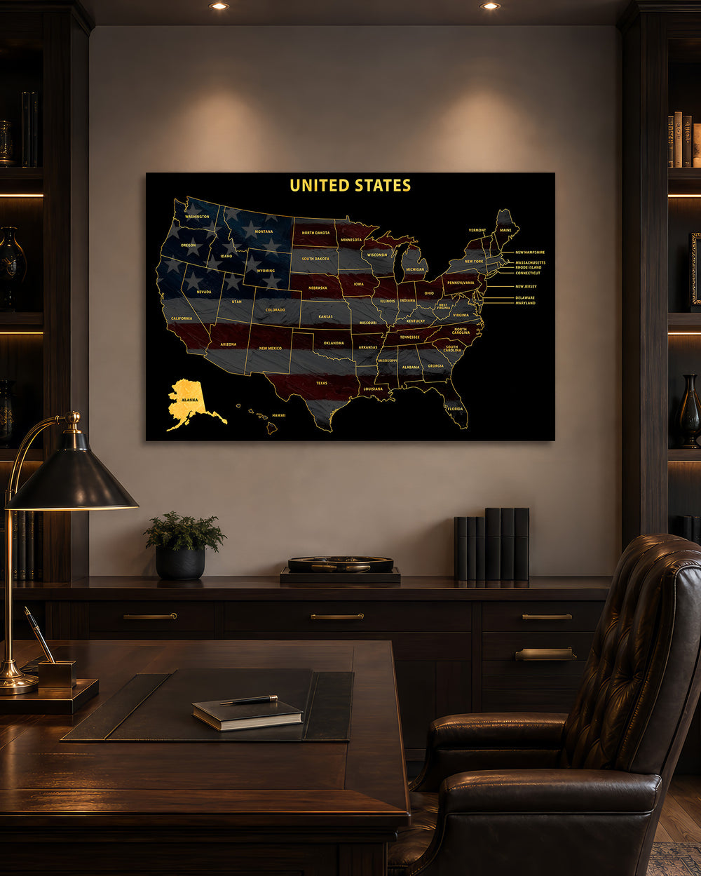 Alaska State Map - 3D Embossed Metal Wall Art