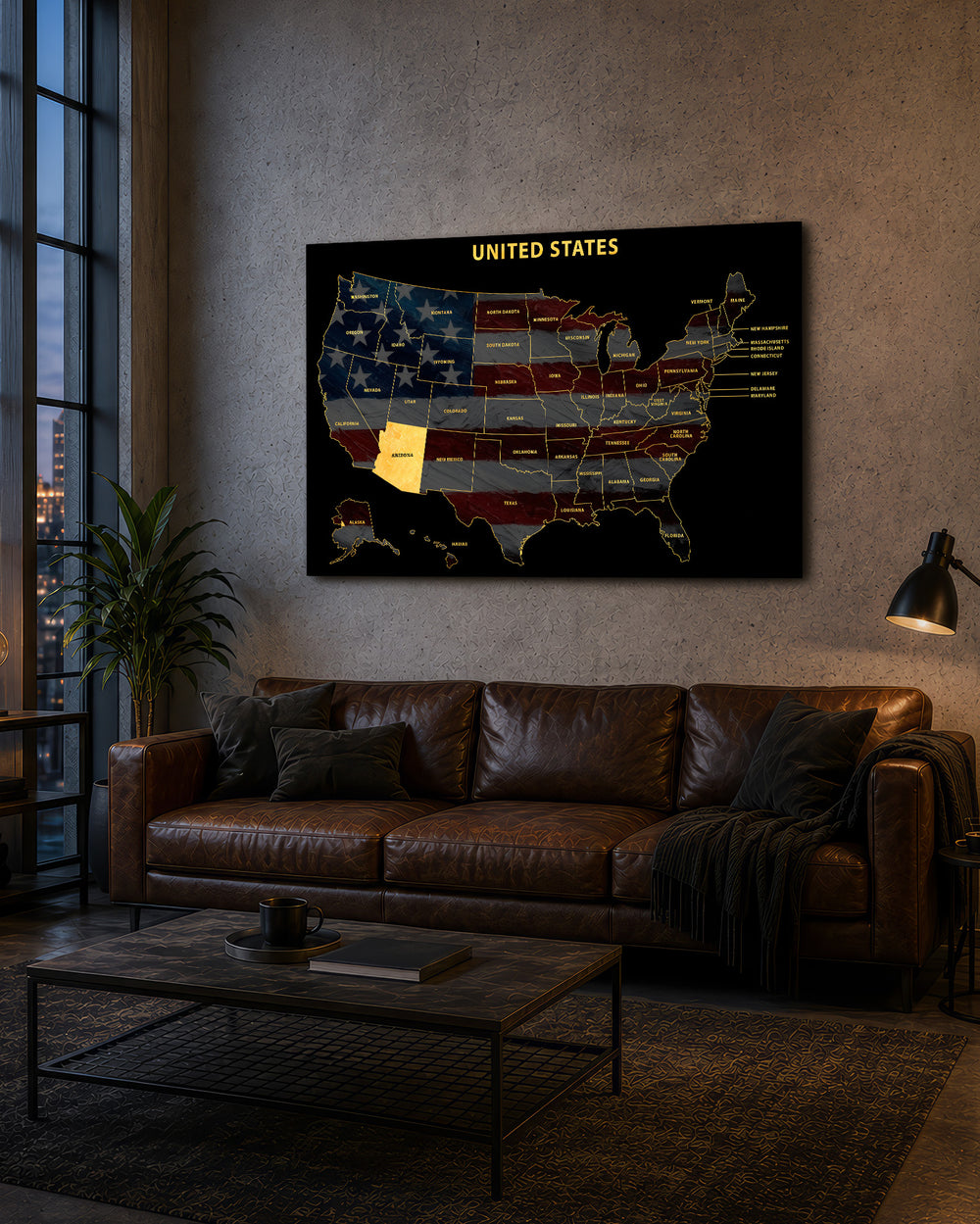 Arizona State Map - 3D Embossed Metal Wall Art