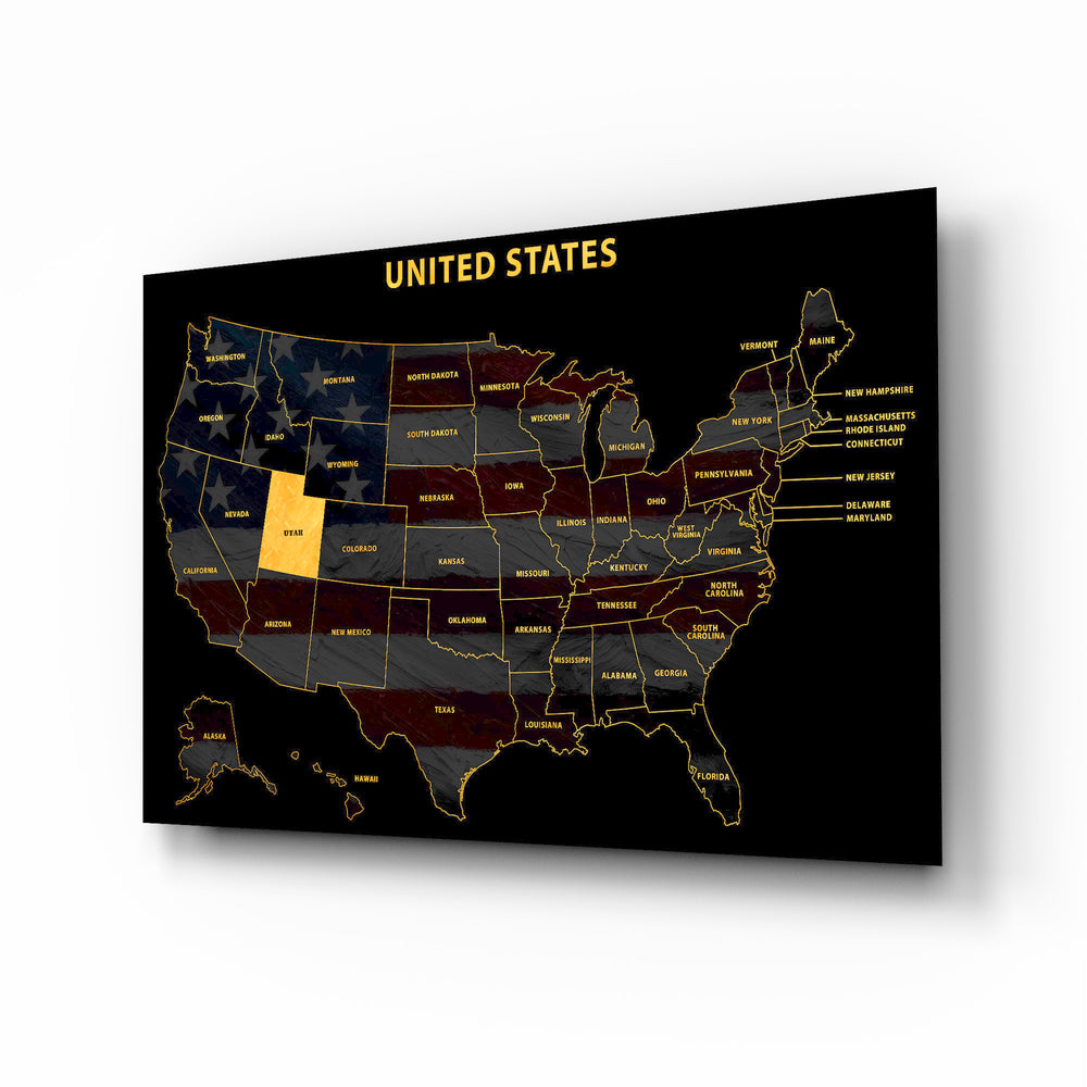 Utah State Map - 3D Embossed Metal Wall Art
