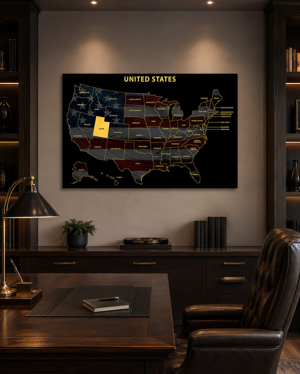 Utah State Map - 3D Embossed Metal Wall Art