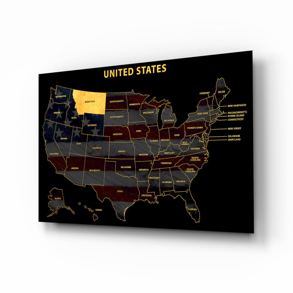Montana State Map - 3D Embossed Metal Wall Art
