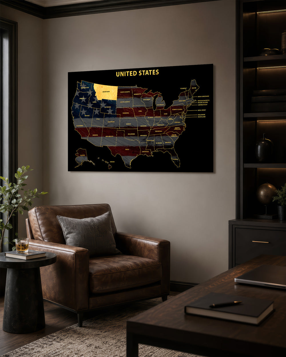 Montana State Map - 3D Embossed Metal Wall Art