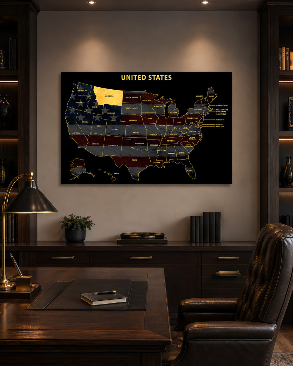 Montana State Map - 3D Embossed Metal Wall Art