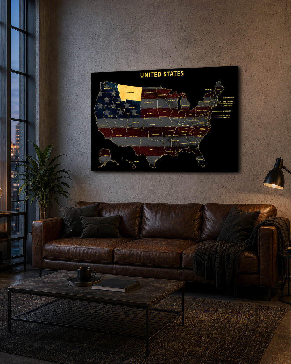 Montana State Map - 3D Embossed Metal Wall Art