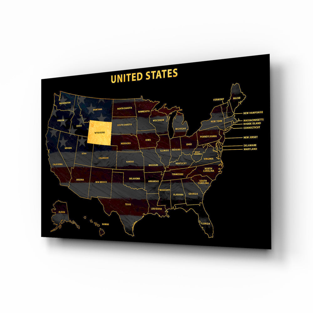 Wyoming State Map - 3D Embossed Metal Wall Art