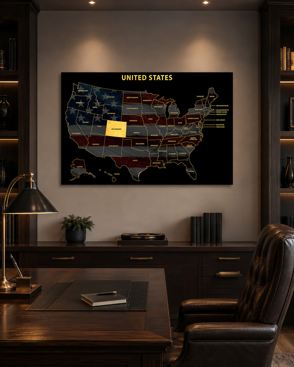 Colorado State Map - 3D Embossed Metal Wall Art