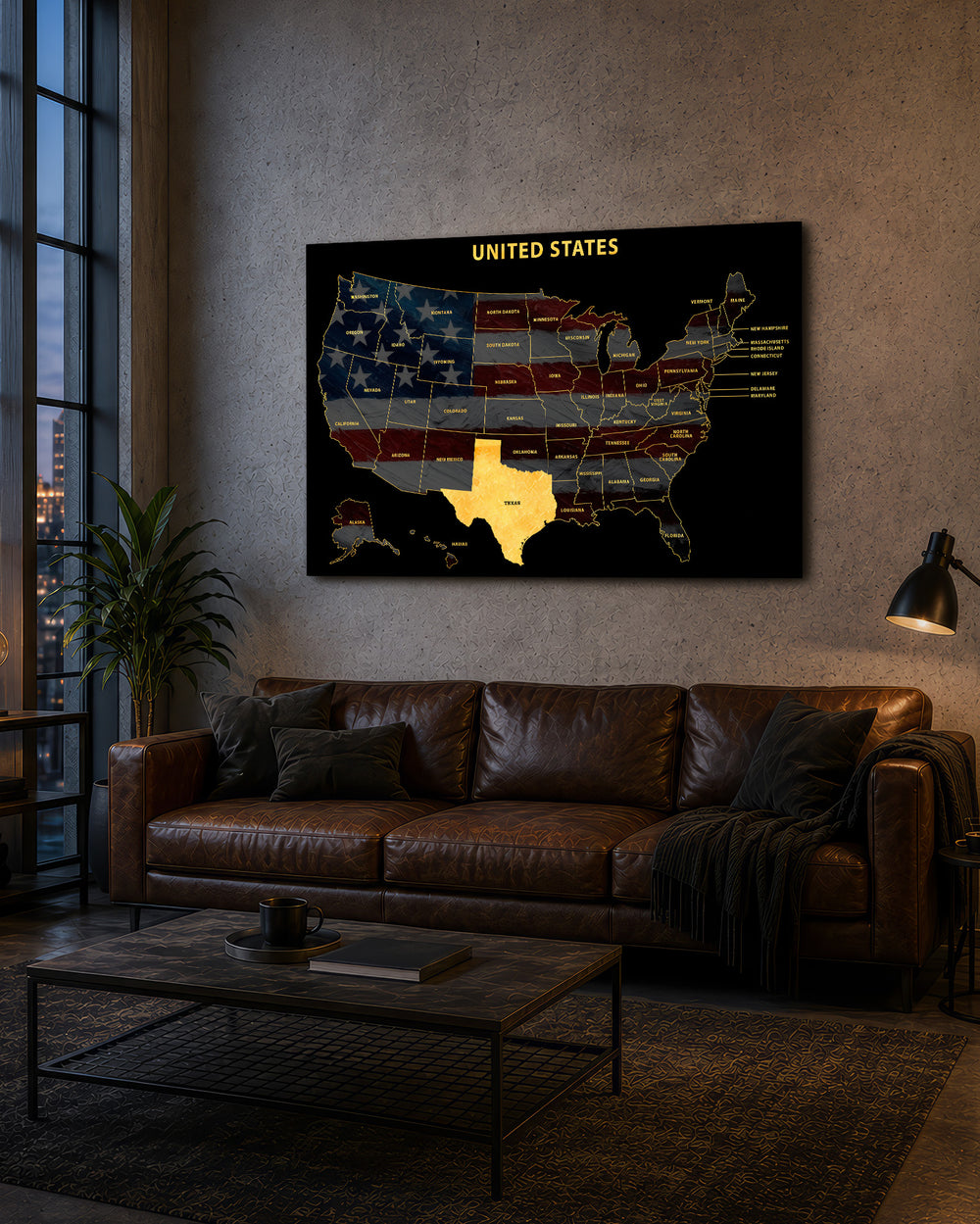Texas State Map - 3D Embossed Metal Wall Art