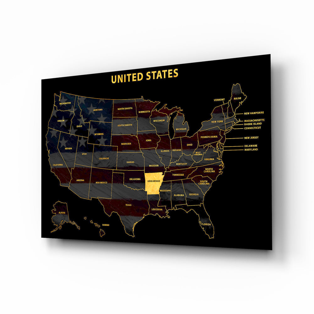 Arkansas State Map - 3D Embossed Metal Wall Art