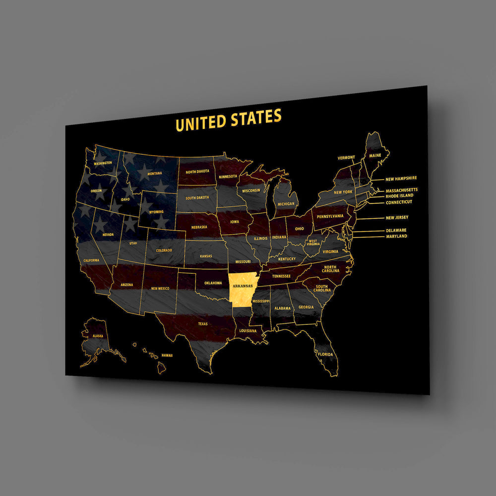 Arkansas State Map - 3D Embossed Metal Wall Art