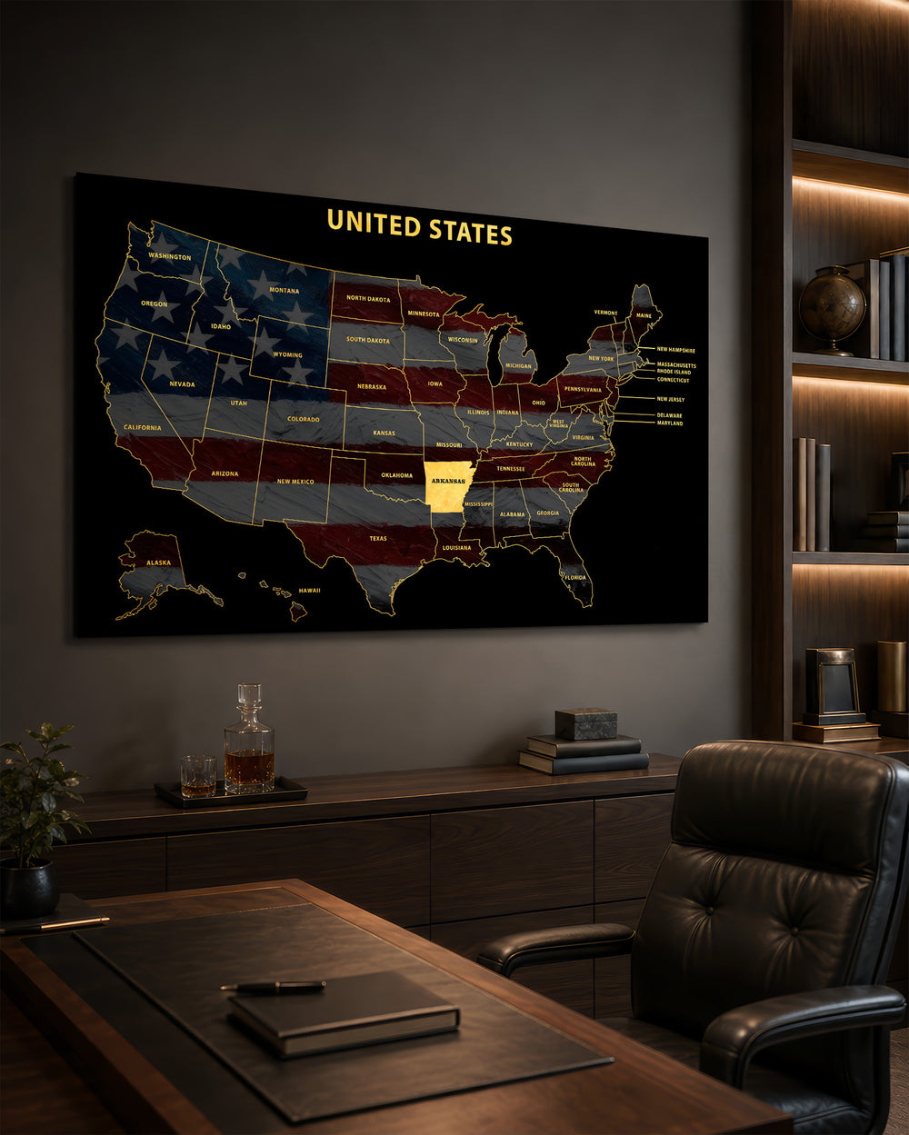 Arkansas State Map - 3D Embossed Metal Wall Art