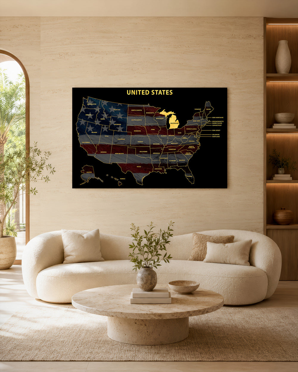 Michigan State Map - 3D Embossed Metal Wall Art