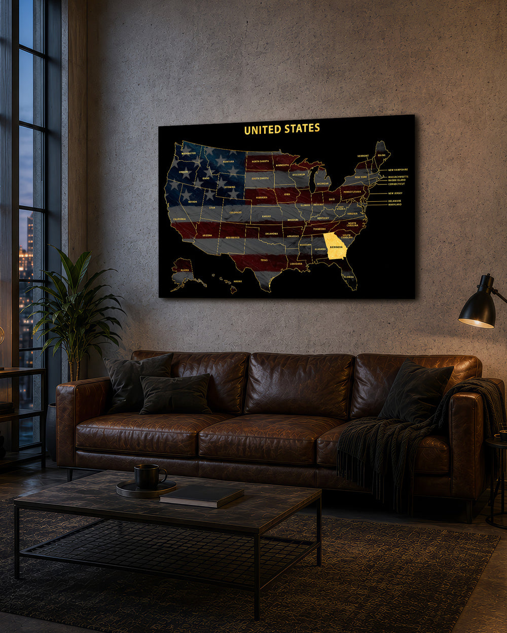 Georgia State Map - 3D Embossed Metal Wall Art