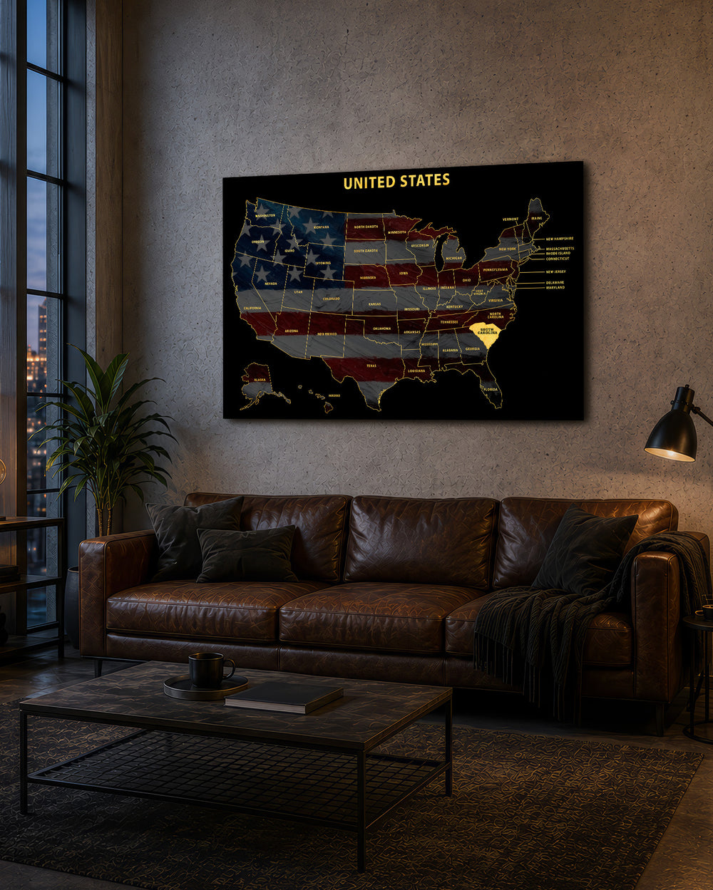 South Carolina State Map - 3D Embossed Metal Wall Art