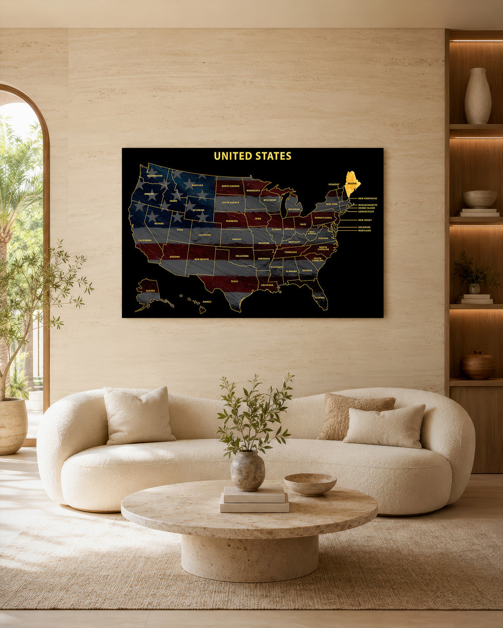 Maine State Map - 3D Embossed Metal Wall Art