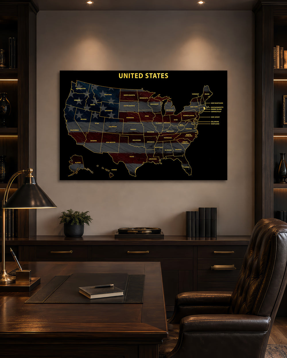 Rhode Island State Map - 3D Embossed Metal Wall Art