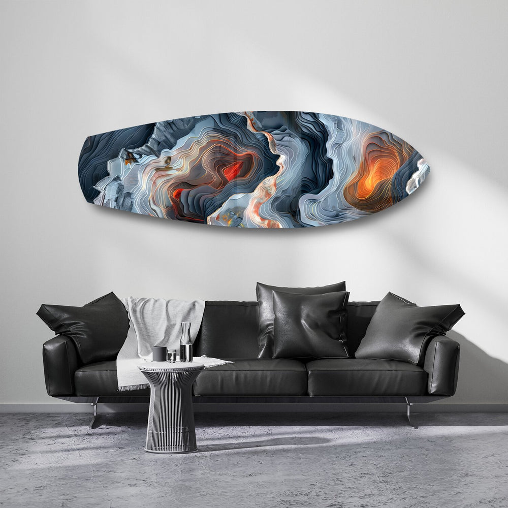 Lava Geode Abstract Glass Wall Art.
