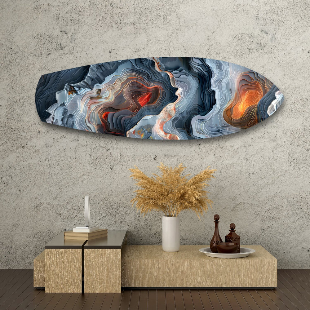 Lava Geode Abstract Glass Wall Art.