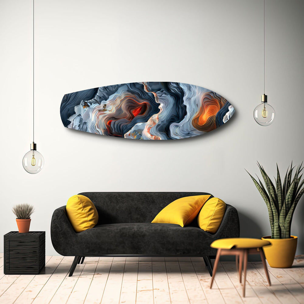Lava Geode Abstract Glass Wall Art.