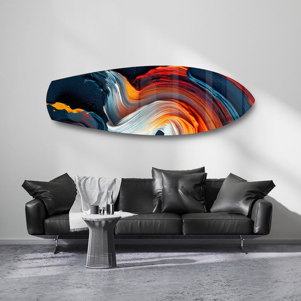 Fire and Ice Paint Swirl Glass Wall Art.