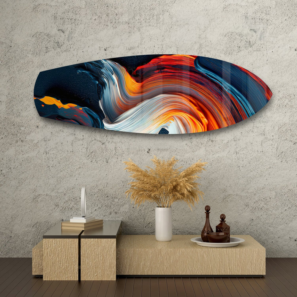 Fire and Ice Paint Swirl Glass Wall Art.