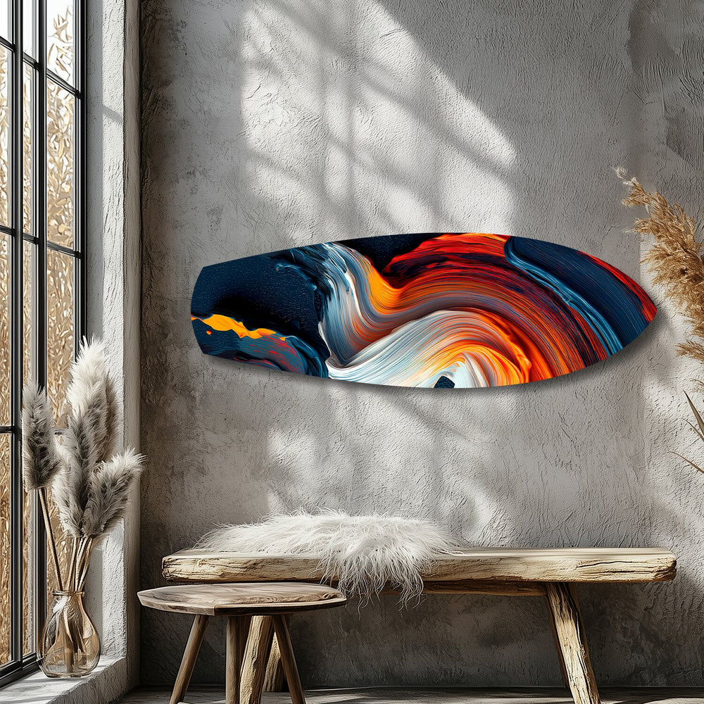 Fire and Ice Paint Swirl Glass Wall Art.