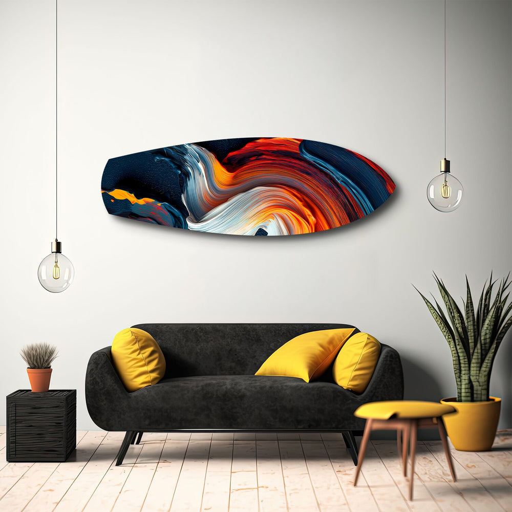 Fire and Ice Paint Swirl Glass Wall Art.
