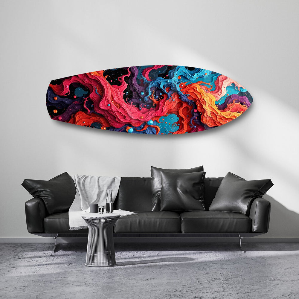Cosmic Swirl Vibrant Abstract Glass Wall Art.