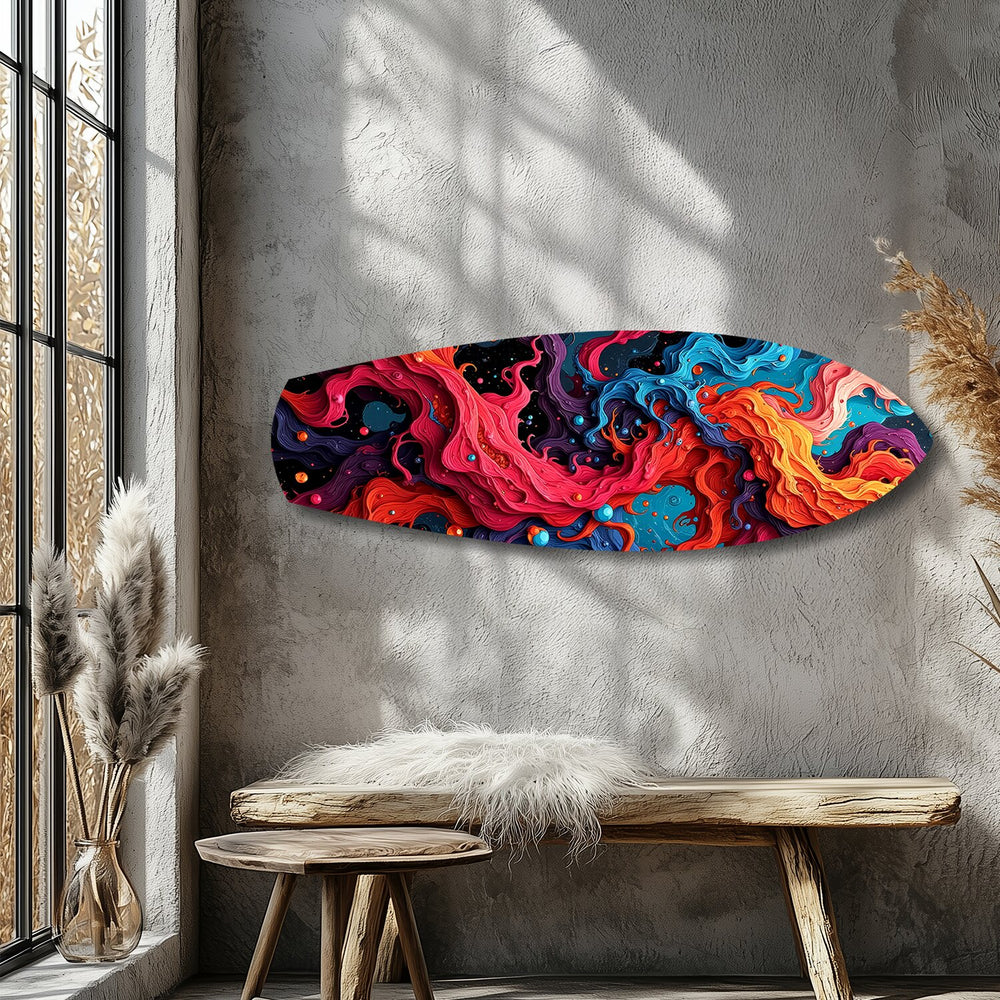 Cosmic Swirl Vibrant Abstract Glass Wall Art.
