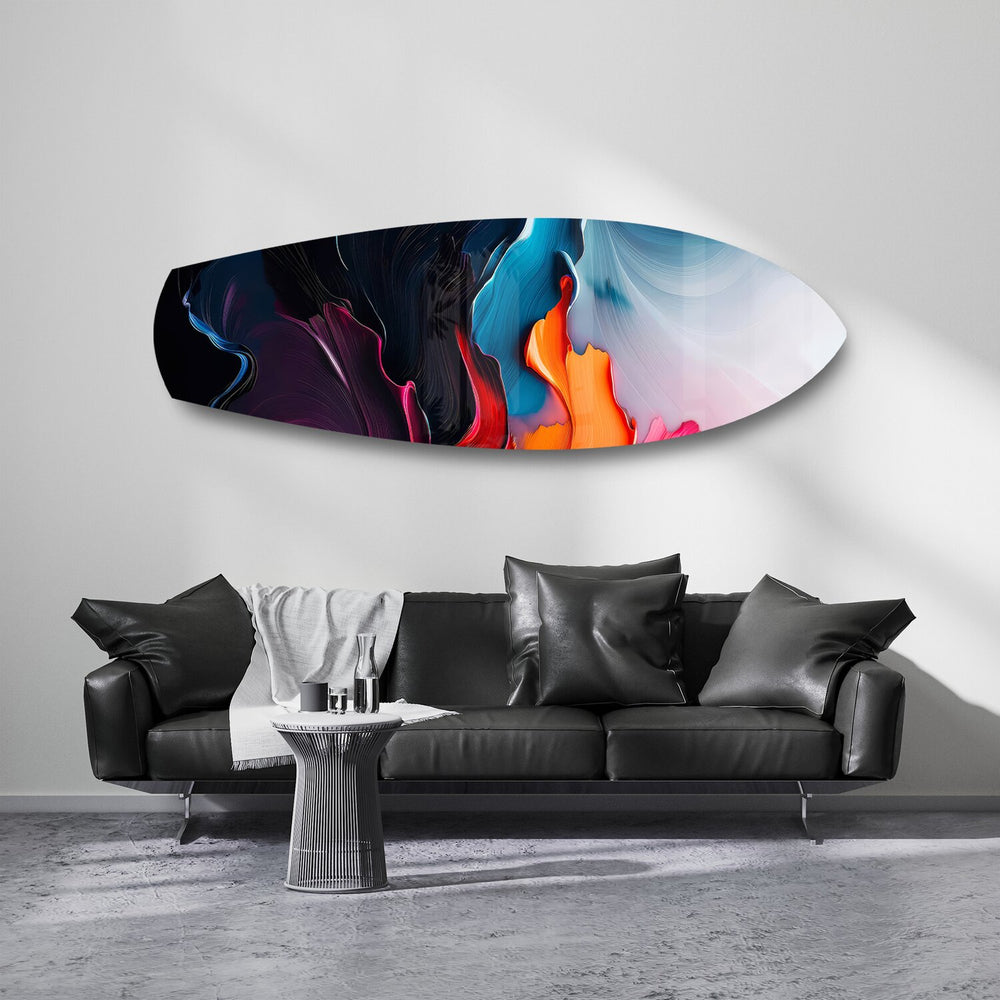Midnight Bloom Abstract Paint Glass Wall Art.